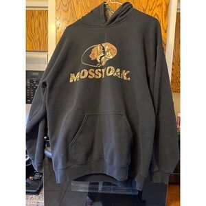 Mossy Oak Camouflage Lined Black Hoodie Pullover Sweatshirt‎ Womens L